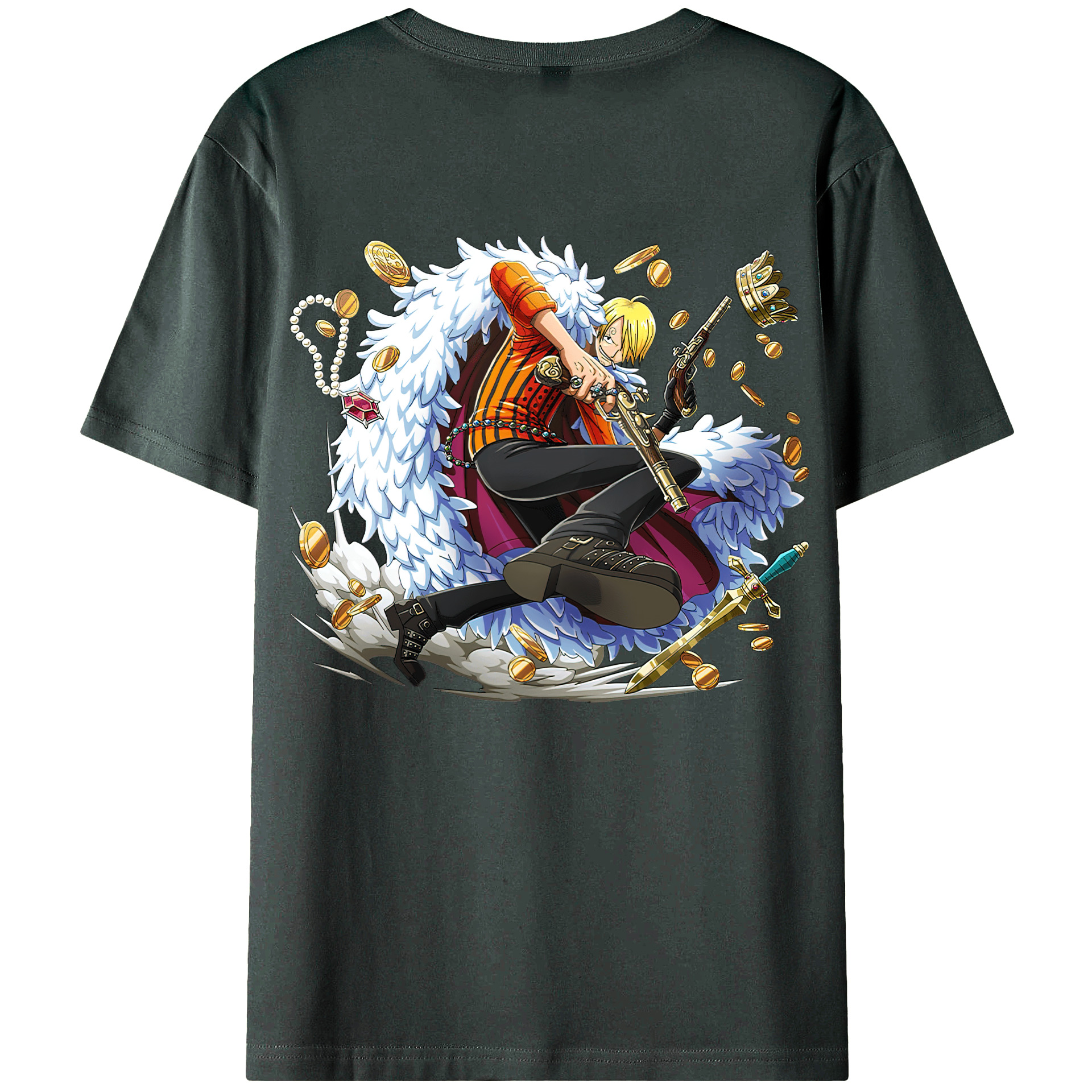 （画像用） ワンピース サンジ ONE PIECE Sanji 綿100％ メンズ半袖Tシャツ（バックプリント） 通気性